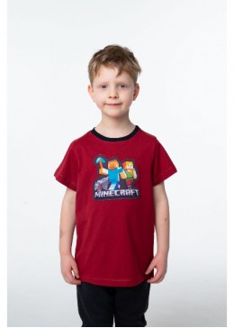 Vidoli футболка Майнкрафт для мальчика бордовая B-21379S